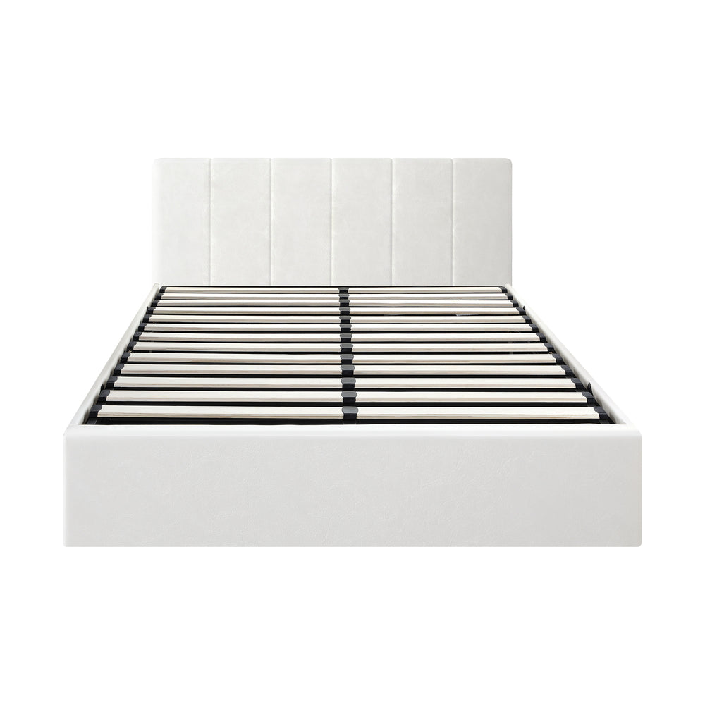 Bed Frame Queen Size Gas Lift Base PU Leather ZOE