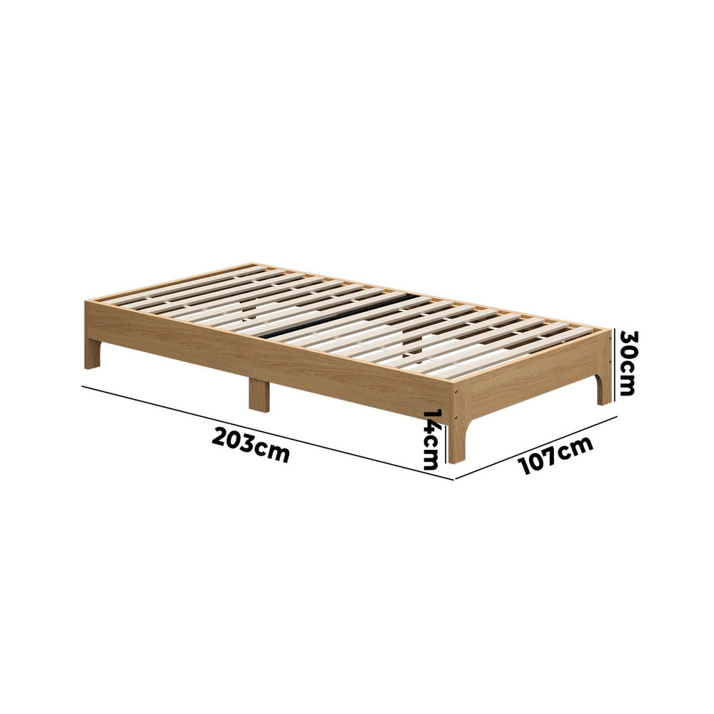 Oikiture Bed Frame King Single Wooden Mattress Base Beds Natural