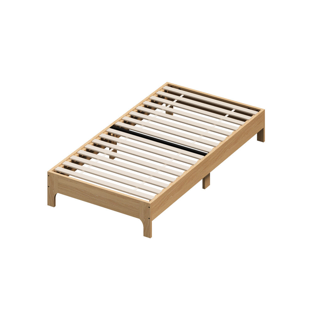 Oikiture Bed Frame King Single Wooden Mattress Base Beds Natural