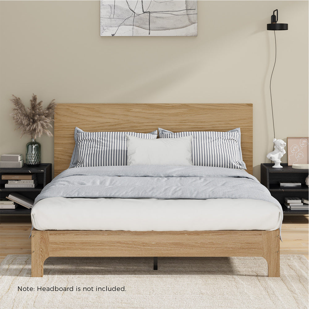 Oikiture Bed Frame Double Size Wooden Mattress Base Beds Natural