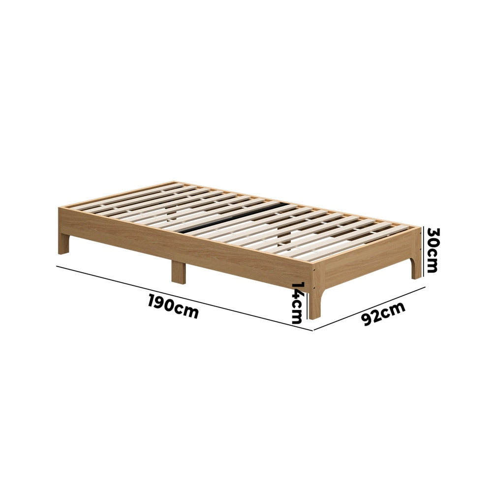 Oikiture Bed Frame Single Wooden Mattress Base Beds Natural