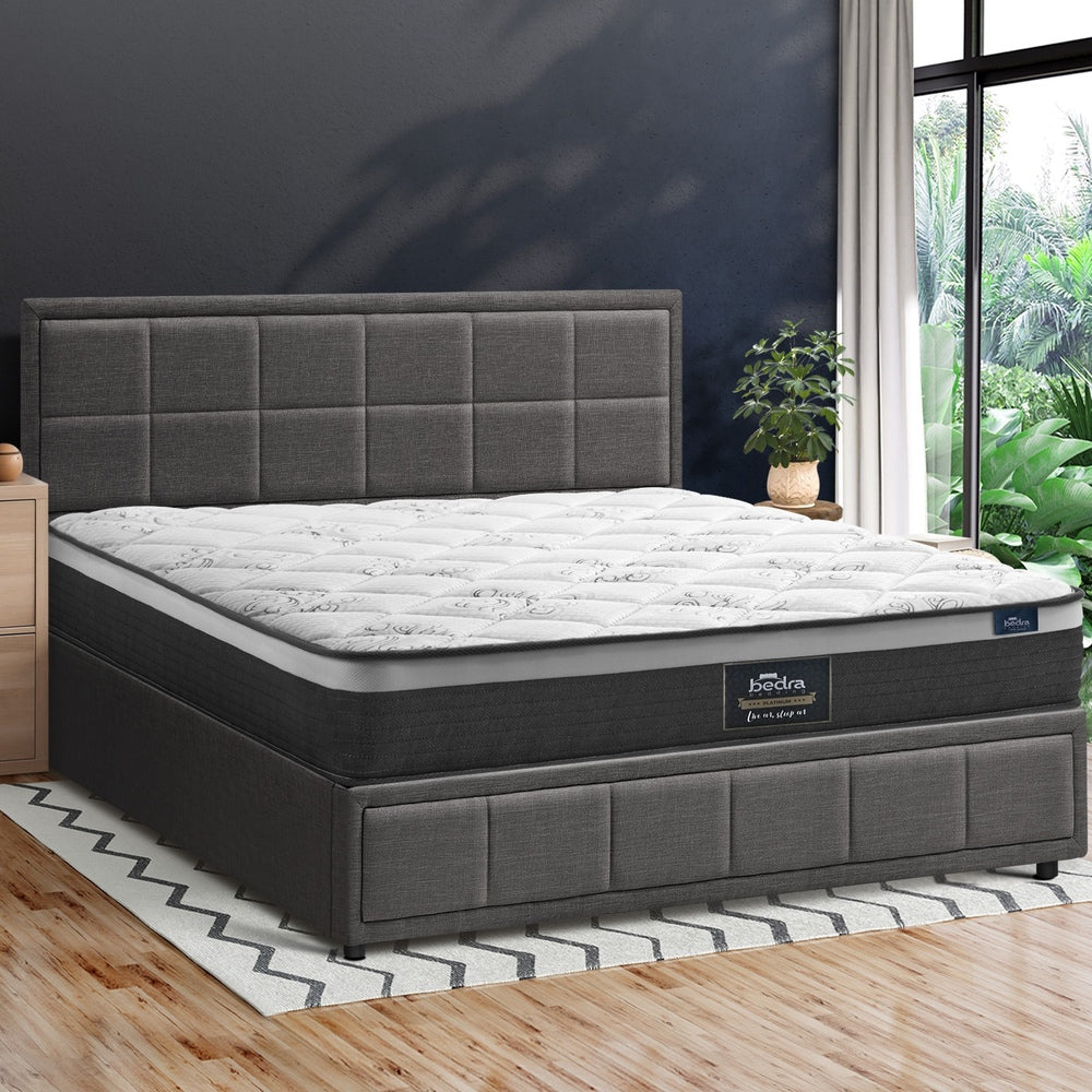 Oikiture Bed Frame With Mattress Set King Size Gas Lift Grey BOSS