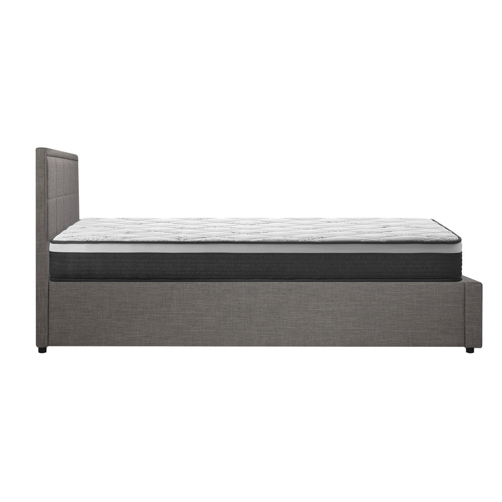 Oikiture Bed Frame With Mattress Set King Size Gas Lift Grey BOSS