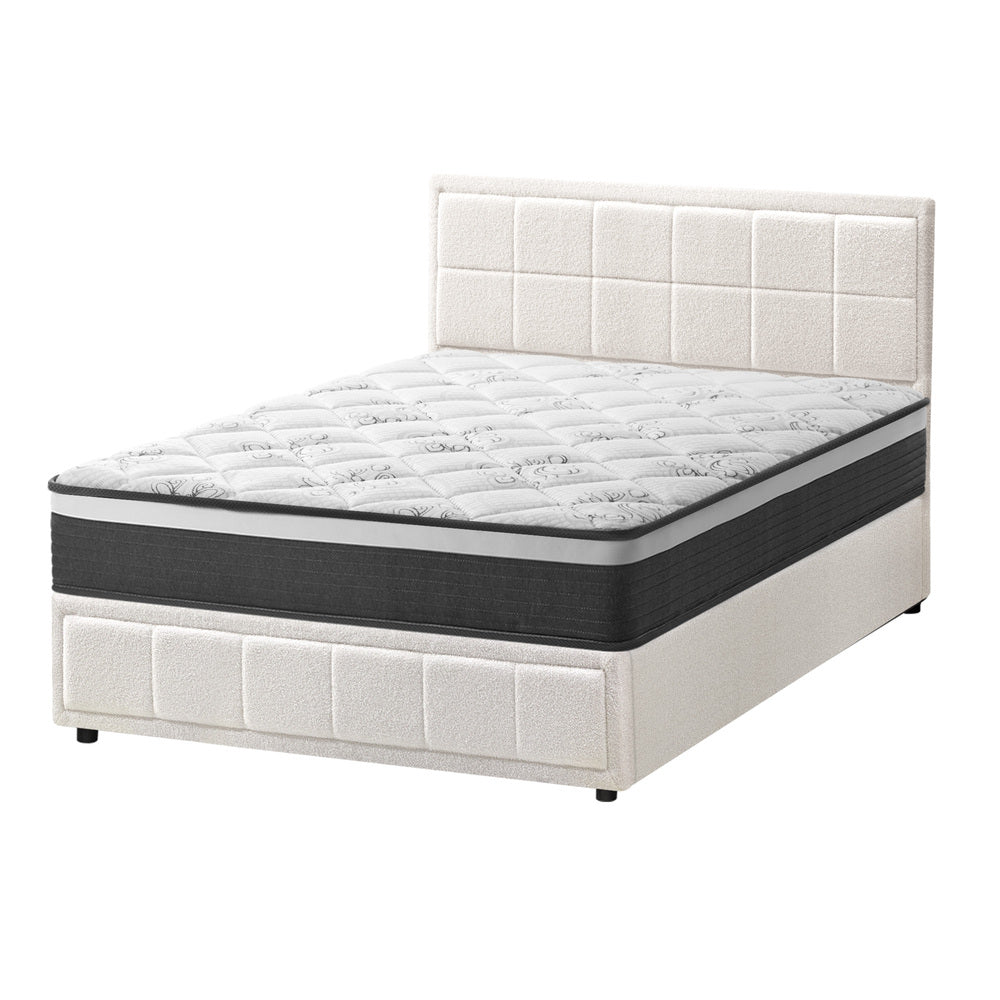 Bed Frame With Mattress Set King Size Gas Lift White BOSS
