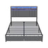 Oikiture Bed Frame Double LED Storage Drawer Charging Station Grey Metal