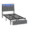 Oikiture Bed Frame King Single LED Storage Drawer Charging Station Grey