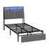 Oikiture Bed Frame King Single LED Storage Drawer Charging Station Grey