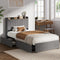 King Single Bed Frame with 4 Drawers Charging Ports Grey