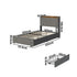 King Single Bed Frame with 4 Drawers Charging Ports Grey