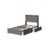King Single Bed Frame with 4 Drawers Charging Ports Grey