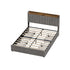 Queen Bed Frame with 4 Drawers & Charging Port Grey