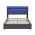 Oikiture Queen Bed Frame – LED Headboard w/ USB/AC Charging & Storage Drawers (Grey)