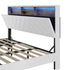 Oikiture Bed Frame King Size with LED Storage Bedhead White
