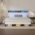 Oikiture Bed Frame King Size with LED Storage Bedhead White