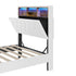 Oikiture Bed Frame King Single Size with LED Storage Bedhead White