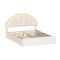 Double Size Bed Frame LED Headboard with Drawers Beige