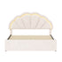 Double Size Bed Frame LED Headboard with Drawers Beige
