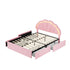 Oikiture Double Size Bed Frame LED Headboard with Drawers Velvet Pink