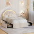 Oikiture King Single Bed Frame LED Headboard with Drawers Beige