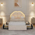 Oikiture King Single Bed Frame LED Headboard with Drawers Beige