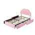 Oikiture King Single Bed Frame LED Headboard with Drawers Velvet Pink