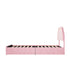 Oikiture King Single Bed Frame LED Headboard with Drawers Velvet Pink