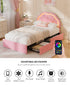 Oikiture King Single Bed Frame LED Headboard with Drawers Velvet Pink