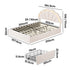 Oikiture Queen Bed Frame LED Shell Headboard with Drawers Beige