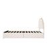 Oikiture Queen Bed Frame LED Shell Headboard with Drawers Beige