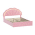 Oikiture Queen Size Bed Frame LED Headboard with Drawers Velvet Pink