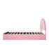 Oikiture Queen Size Bed Frame LED Headboard with Drawers Velvet Pink