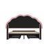 Oikiture Queen Size Bed Frame LED Headboard with Drawers Velvet Pink