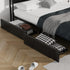 Oikiture 4x Trundle Drawers for Bed Frame with Wheels Metal Black