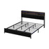Oikiture Bed Frame King Size Beds LED Storage Bedhead USB Charge