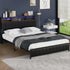 Oikiture Bed Frame Queen Size LED Storage Bedhead Leather Black