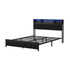 Oikiture Bed Frame Queen Size LED Storage Bedhead Leather Black