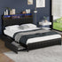 Bed Frame Queen Size LED Storage Bedhead 4 Drawers Leather
