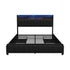 Bed Frame Queen Size LED Storage Bedhead 4 Drawers Leather