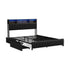 Bed Frame Queen Size LED Storage Bedhead 4 Drawers Leather