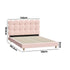 Oikiture Bed Frame Double Size Tufted Bedhead Boucle Fabric Pink