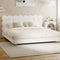 Oikiture King Boucle Bed Frame White Tufted Upholstered Bedhead