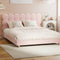 Bed Frame Queen Size Tufted Bedhead Boucle Fabric Pink