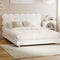 Oikiture Queen Boucle Bed Frame White Tufted Upholstered Bedhead