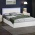 Oikiture Bed Frame Double Size RGB LED Gas Lift Storage Base White Boucle