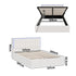 Oikiture Bed Frame Double Size RGB LED Gas Lift Storage Base White Boucle