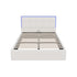Oikiture Bed Frame Double Size RGB LED Gas Lift Storage Base White Boucle
