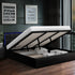 Oikiture Bed Frame King Size RGB LED Gas Lift Storage Base Leather