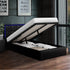 Oikiture Bed Frame King Single RGB LED Gas Lift Storage Base Leather