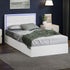 Oikiture Bed Frame King Single RGB LED Gas Lift Storage Base White Boucle