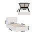 Oikiture Bed Frame King Single RGB LED Gas Lift Storage Base White Boucle